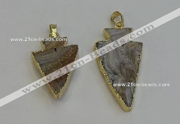 NGP6280 22*35mm - 24*45mm arrowhead druzy agate pendants