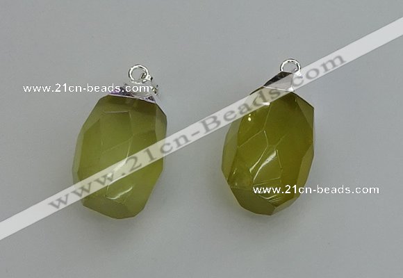 NGP6294 18*30mm - 22*35mm faceted nuggets lemon quartz pendants