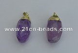 NGP6298 18*30mm - 22*35mm faceted nuggets amethyst pendants