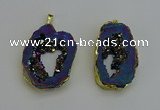 NGP6312 25*35mm - 30*45mm freeform plated druzy agate pendants