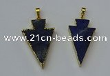 NGP6325 20*40mm - 25*45mm arrowhead lapis lazuli pendants