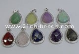 NGP6348 25*30mm teardrop mixed gemstone pendants wholesale