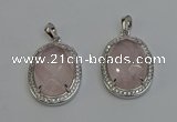 NGP6351 25*30mm oval rose quartz gemstone pendants wholesale