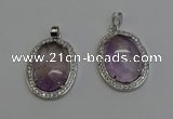 NGP6353 25*30mm oval light amethyst pendants wholesale