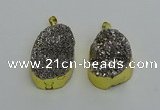 NGP6373 25*35mm - 26*40mm freeform plated druzy agate pendants