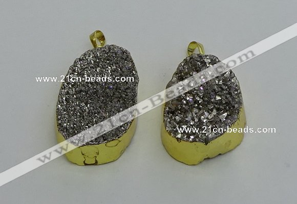 NGP6373 25*35mm - 26*40mm freeform plated druzy agate pendants