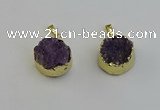 NGP6404 20mm - 22mm coin druzy amethyst pendants wholesale
