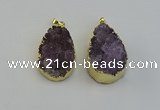 NGP6406 22*30mm - 25*35mm teardrop druzy amethyst pendants