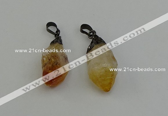 NGP6418 12*28mm - 15*30mm nuggets citrine gemstone pendants