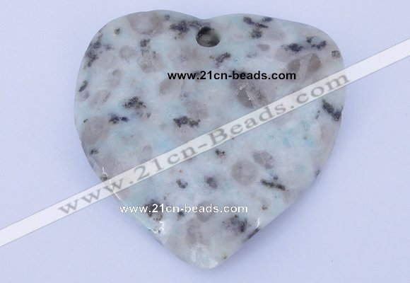 NGP642 5pcs 50*50mm heart kiwi stone pendants jewelry wholesale