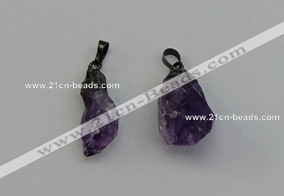 NGP6420 12*28mm - 15*30mm nuggets amethyst gemstone pendants