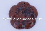 NGP643 5pcs 6*40mm flower mahogany obsidian gemstone pendants