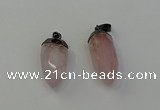 NGP6431 12*24mm - 15*30mm faceted bullet rose quartz pendants