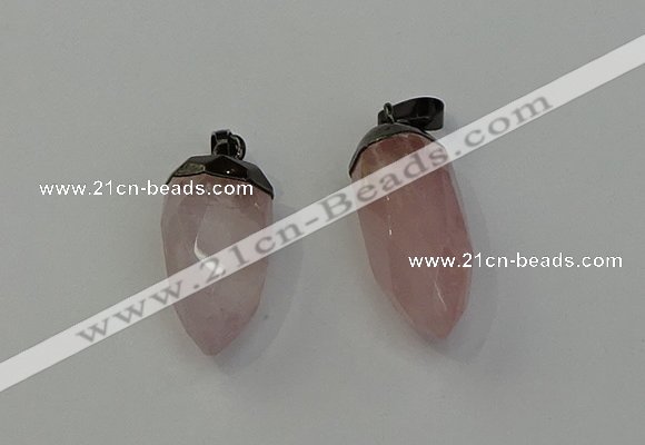 NGP6431 12*24mm - 15*30mm faceted bullet rose quartz pendants