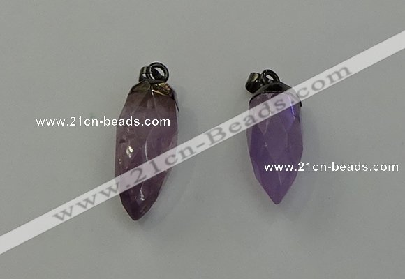 NGP6432 12*24mm - 15*30mm faceted bullet amethyst pendants