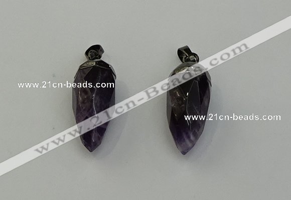 NGP6436 12*24mm - 15*30mm faceted bullet amethyst pendants