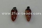 NGP6442 12*24mm - 15*30mm faceted bullet red rabbit hair pendants