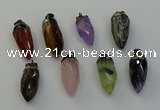 NGP6448 12*24mm - 15*30mm faceted bullet mixed gemstone pendants