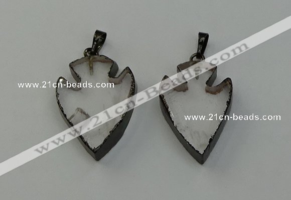 NGP6450 22*28mm - 25*35mm arrowhead white crystal pendants