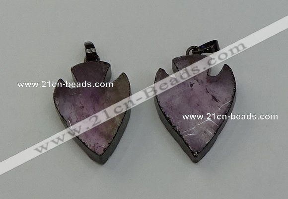 NGP6454 22*28mm - 25*35mm arrowhead amethyst gemstone pendants