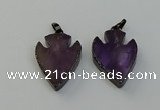 NGP6455 22*28mm - 25*35mm arrowhead amethyst gemstone pendants