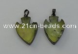 NGP6456 22*28mm - 25*35mm arrowhead green rutilated quartz pendants