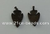 NGP6458 22*28mm - 25*35mm arrowhead smoky quartz pendants