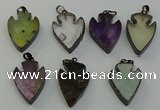 NGP6468 22*28mm - 25*35mm arrowhead mixed gemstone pendants