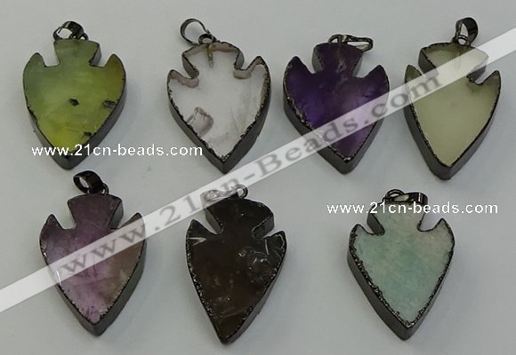 NGP6468 22*28mm - 25*35mm arrowhead mixed gemstone pendants