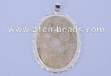 NGP647 5pcs 37*50mm oval chrysanthemum stone with brass pendants