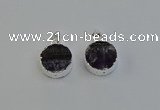 NGP6493 20mm - 22mm coin druzy amethyst pendants wholesale