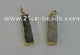 NGP6497 9*35mm - 10*30mm rectangle plated druzy agate pendants