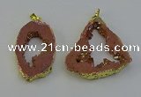 NGP6502 30*40mm - 35*45mm freeform plated druzy agate pendants