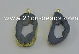 NGP6504 30*40mm - 35*45mm freeform plated druzy agate pendants