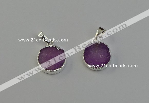 NGP6510 15mm - 16mm coin druzy agate pendants wholesale