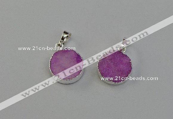 NGP6511 15mm - 16mm coin druzy agate pendants wholesale