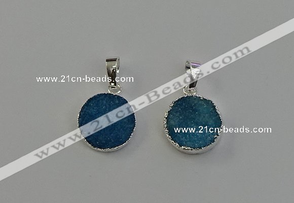 NGP6513 15mm - 16mm coin druzy agate pendants wholesale