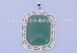 NGP652 5pcs 38*40mm rectangle brass with green aventurine pendants