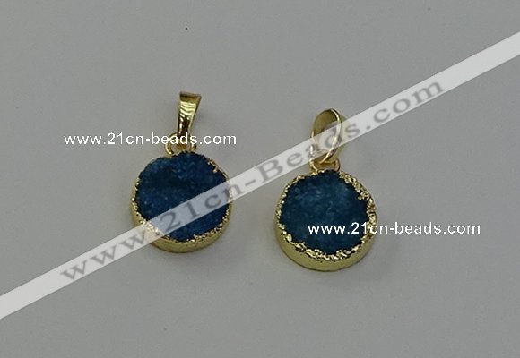 NGP6523 15mm - 16mm coin druzy agate pendants wholesale