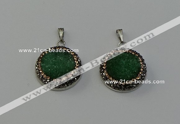 NGP6544 20mm - 22mm coin druzy agate gemstone pendants wholesale