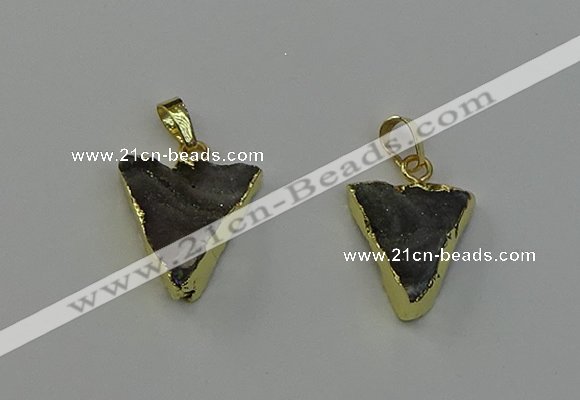 NGP6548 18*20mm - 20*25mm triangle druzy agate gemstone pendants