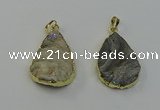 NGP6550 25*35mm - 25*40mm teardrop plated druzy agate pendants