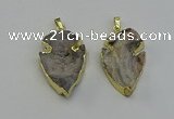 NGP6552 25*35mm - 26*40mm arrowhead druzy agate pendants