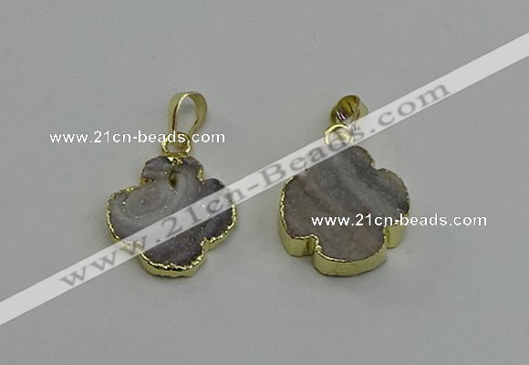 NGP6554 20*20mm - 22*22mm flower druzy agate pendants