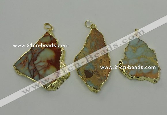 NGP6561 30*40mm - 45*55mm freeform serpentine jasper pendants