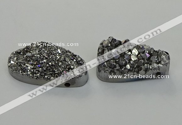 NGP6571 25*40mm - 26*42mm freeform plated druzy agate pendants
