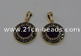 NGP6585 22mm - 22mm coin plated druzy agate gemstone pendants