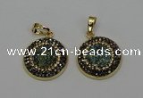 NGP6587 22mm - 22mm coin plated druzy agate gemstone pendants