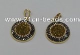 NGP6588 22mm - 22mm coin plated druzy agate gemstone pendants