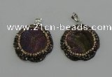 NGP6594 28mm - 30mm flower plated druzy agate gemstone pendants